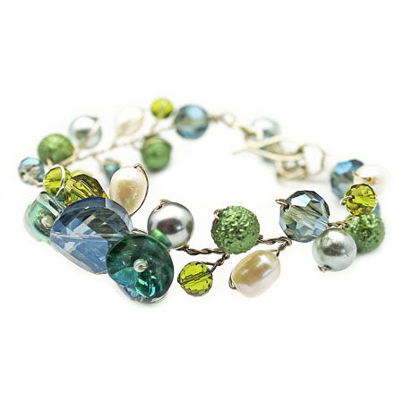 Green Blue White Necklace/ Matching Bracelet Options.
