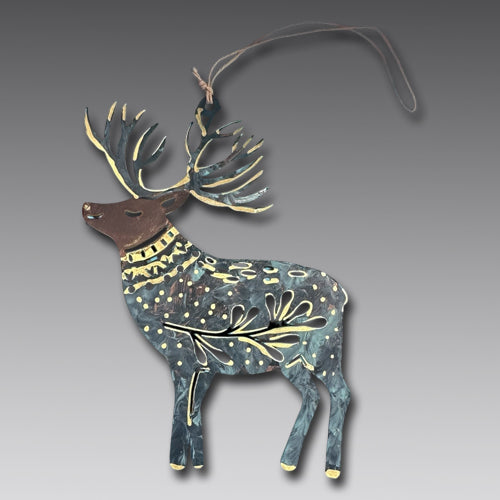Reindeer Copper Ornament.