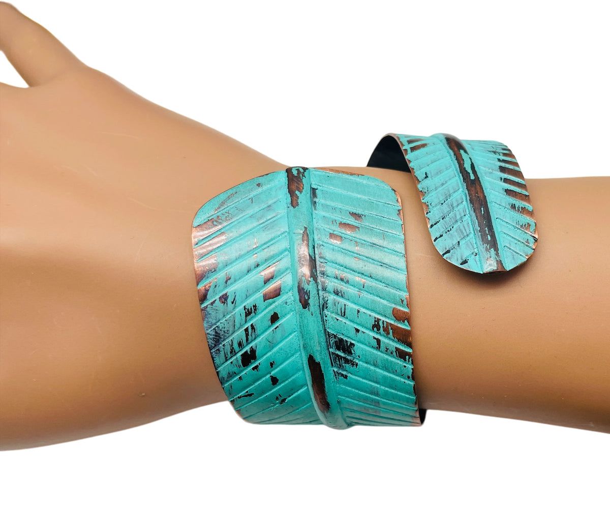 Leaf Turquoise Copper Cuff
