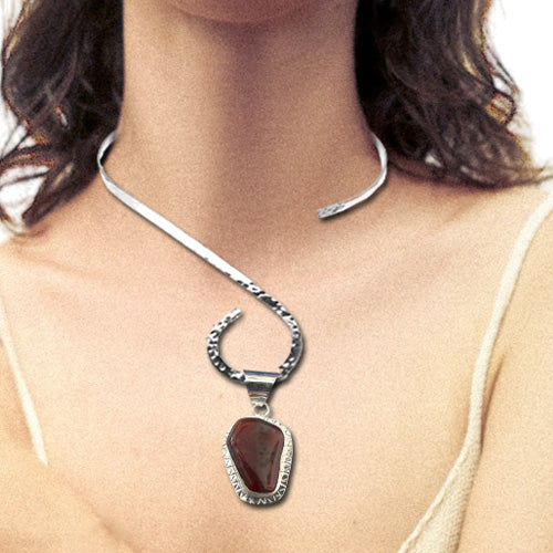 Red jasper Palm Gemstone Pendant.