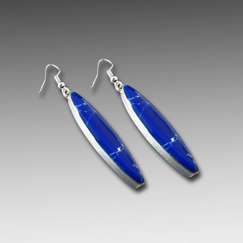 Lapis Blue dangle silver earrings.