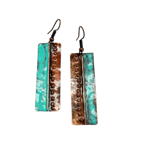Rectangle Copper Turquoise Dangle earrings