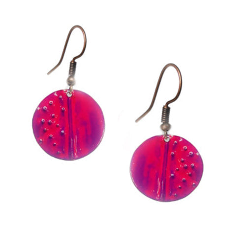 FUCHSIA Hot PINK CIRCLE EARRINGS.