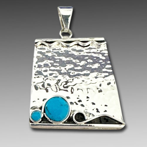 Dark Blue Turquoise Cabochon Pendant.