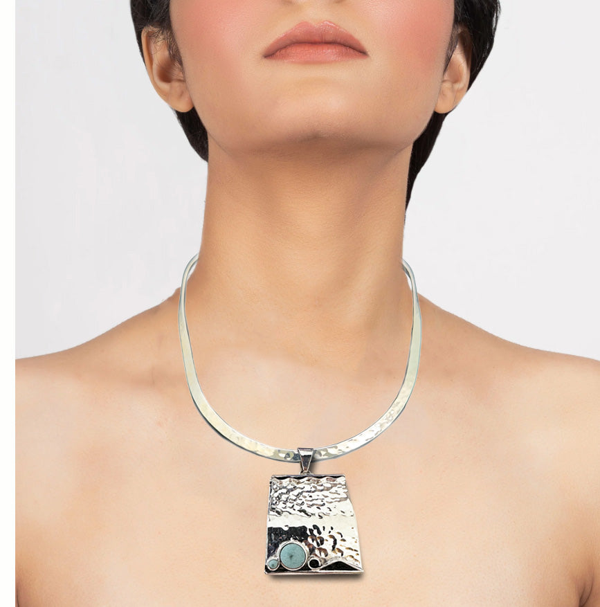 Light Blue Turquoise Cabochon Pendant.