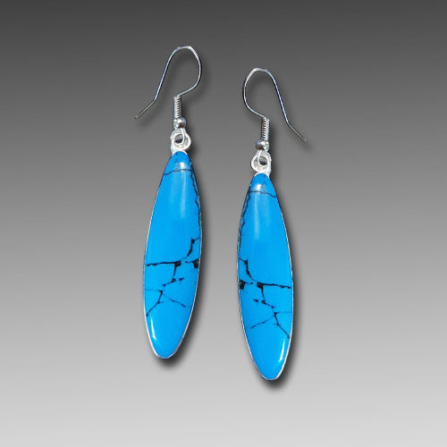 Turquoise dangle silver earrings.