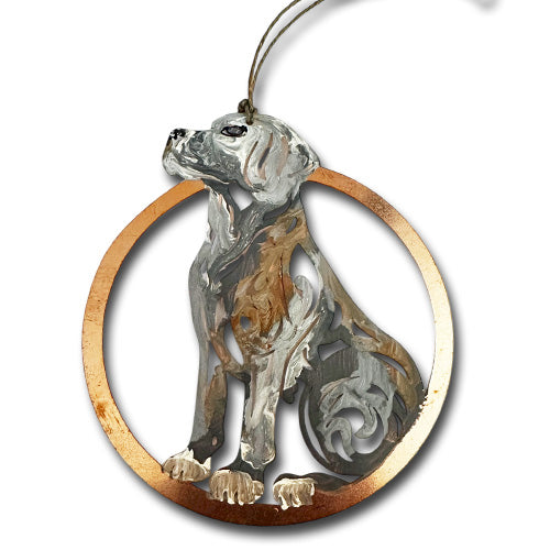 Brown Grey Dog Copper Ornament.