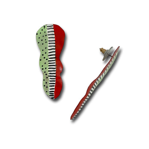Red,White Green Stud Earrings