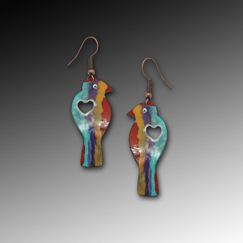 Birds Copper Dangle Earrings