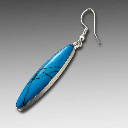 Turquoise dangle silver earrings.