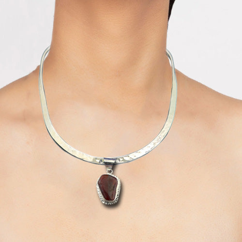 Red jasper Palm Gemstone Pendant.