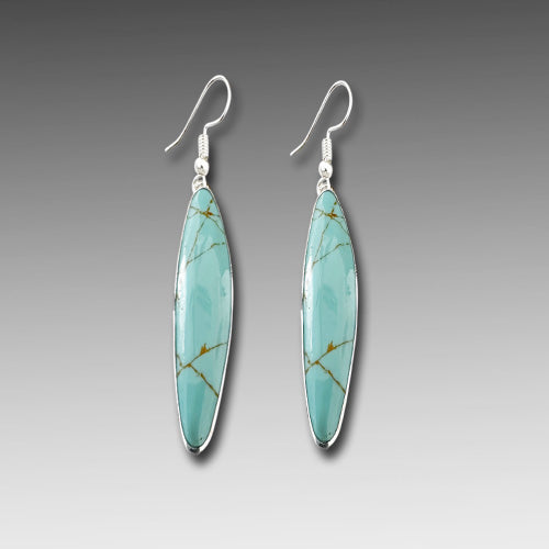 Light Turquoise dangle silver earrings.