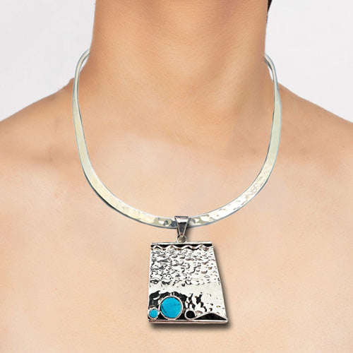 Dark Blue Turquoise Cabochon Pendant.