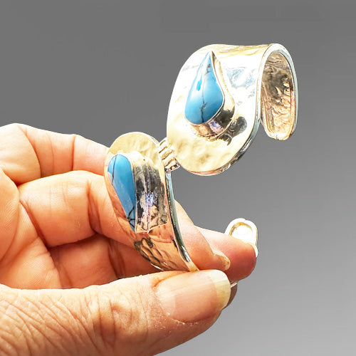 TURQUOISE Gemstone Silver Cuff.