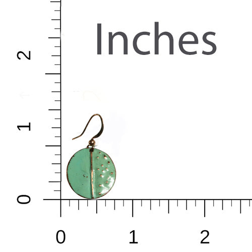 Small Sage Green Circle Patina Earrings