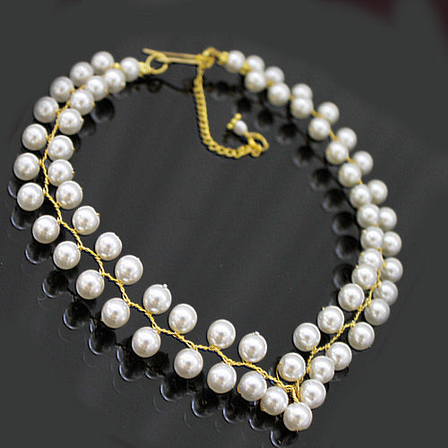 Golden Vine Swarovski Pearl Necklace