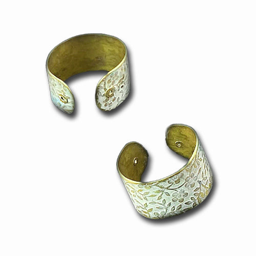 White Flowers Brass Ring