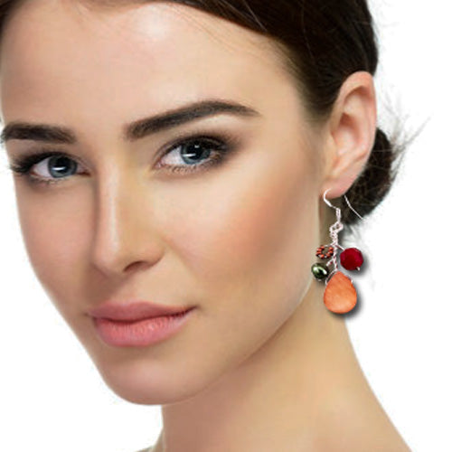 Orange Red Olive Necklace/ Matching Earrings Options.