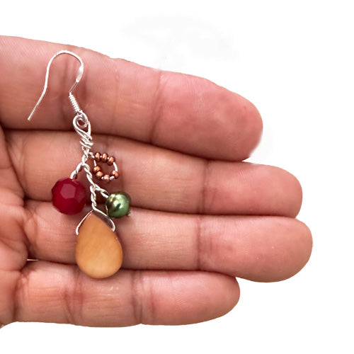 Orange Red Olive Necklace/ Matching Earrings Options.