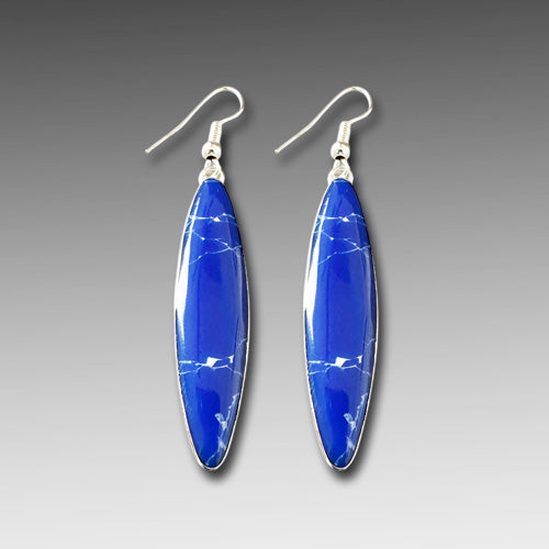Lapis Blue dangle silver earrings.