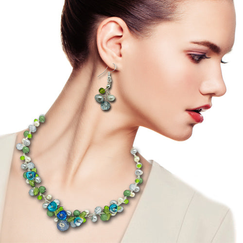 Green Grey Necklace/ Matching Earrings Options