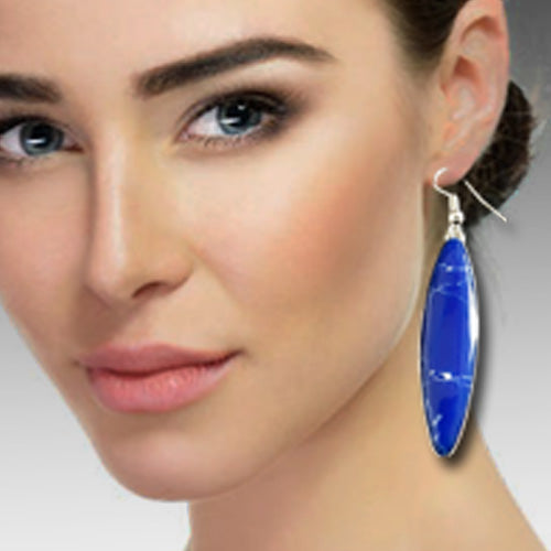 Lapis Blue dangle silver earrings.