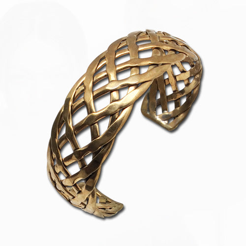 Wide Braided Bronze Cuff Bracelet.