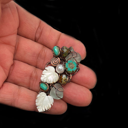 Artisanal Sea Glass & Mother-of-Pearl Cascade Earrings
