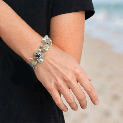 Handcrafted Delicate Seashell & Starfish Statement Bracelet
