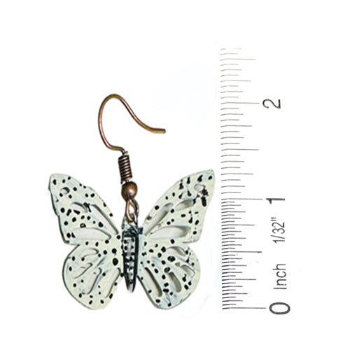 White copper dangle butterfly Earrings.