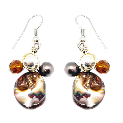 Brown Mother of Pearls Dangle Earrings