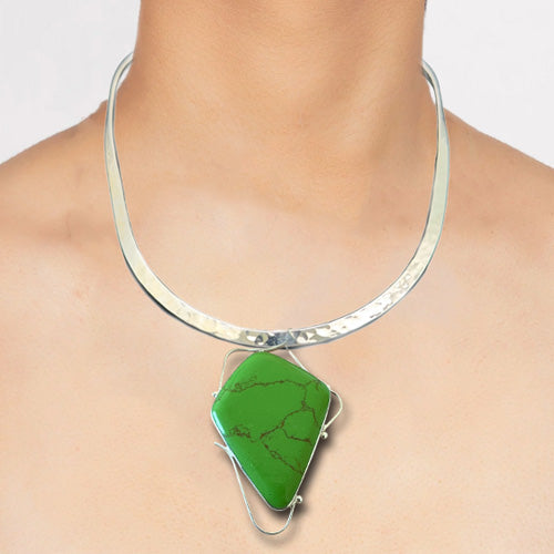 Lg Green Turquoise Cabochon Pendant.