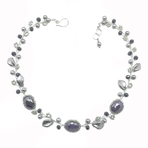 Grey Silver Necklace/ Matching Earrings Options