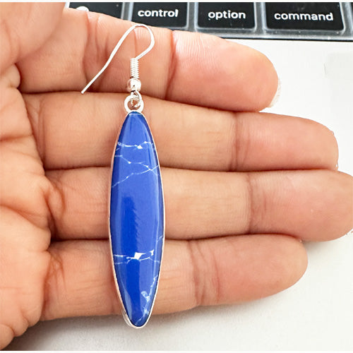 Lapis Blue dangle silver earrings.