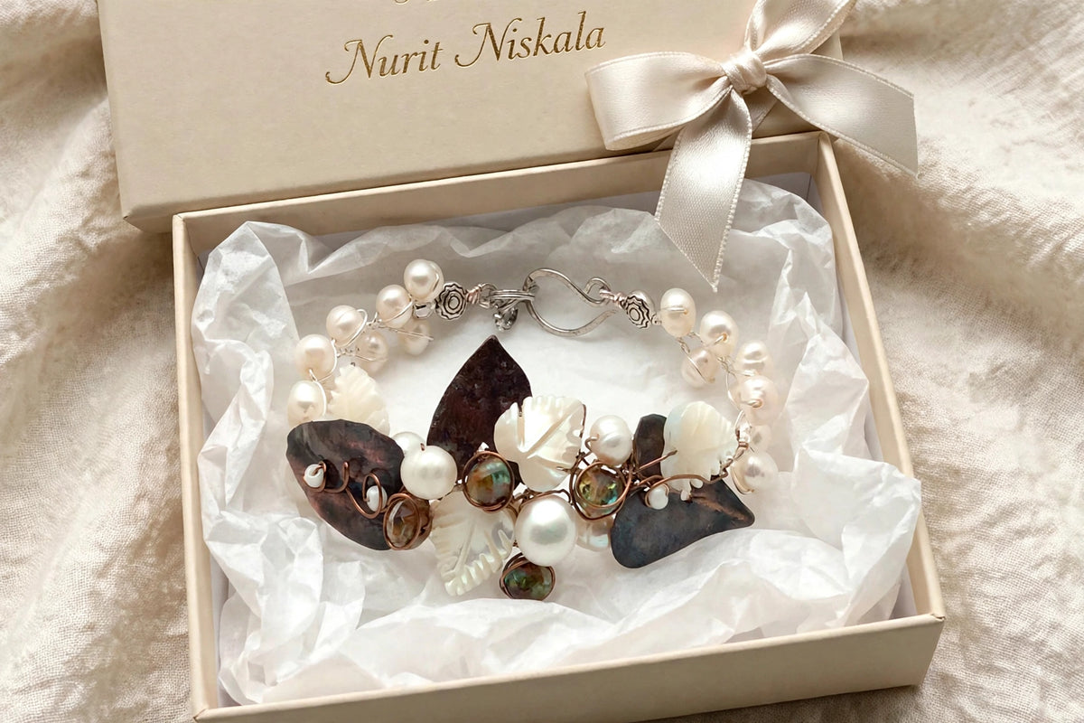 Copper Leaf freshwater Pearl Bracelet