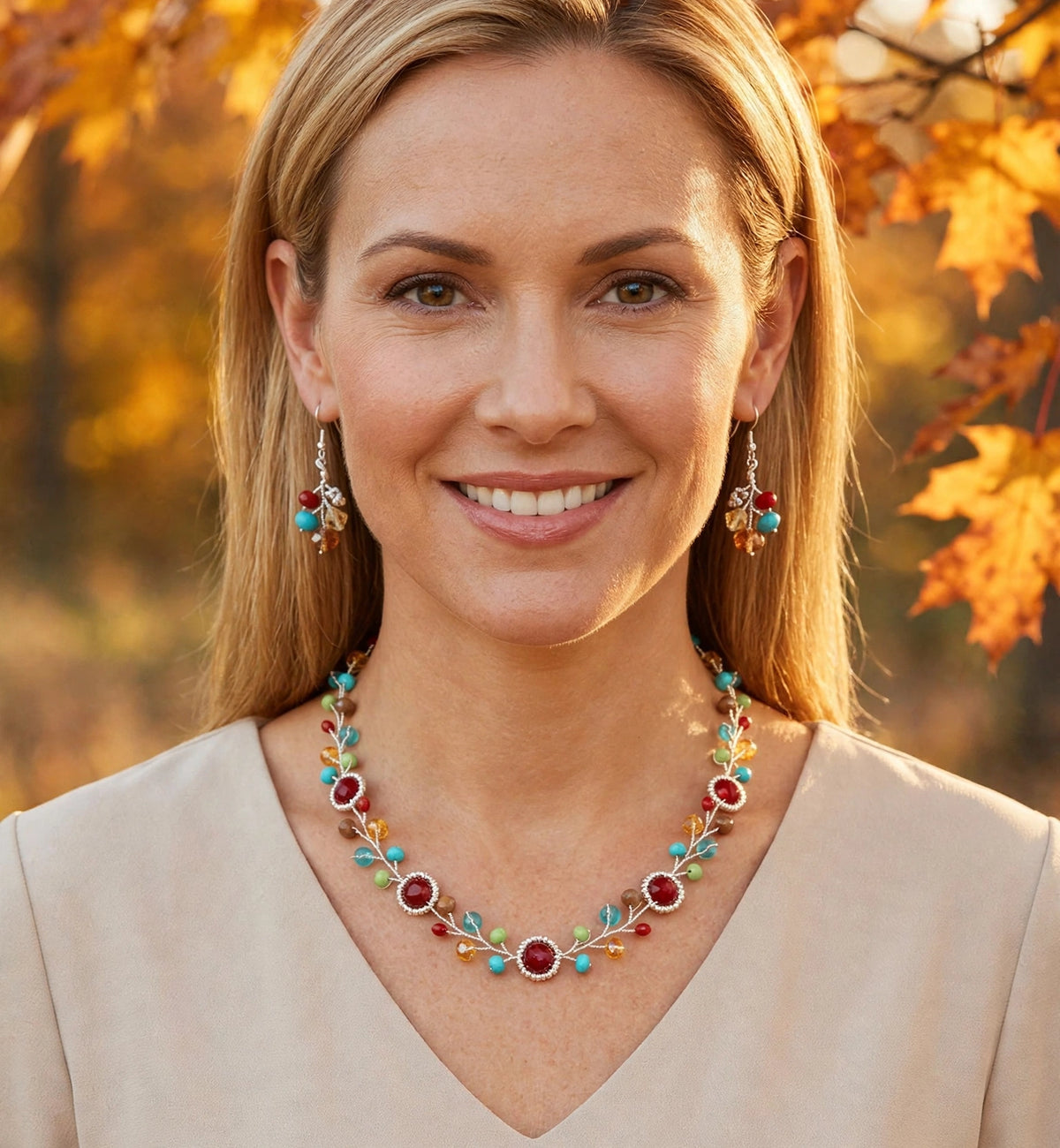 Red Turquoise Necklace/ Matching Earrings Options.