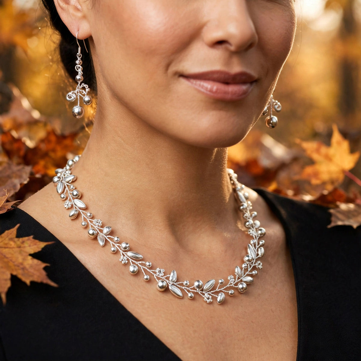 Silver Necklace/ Matching Earrings Options.