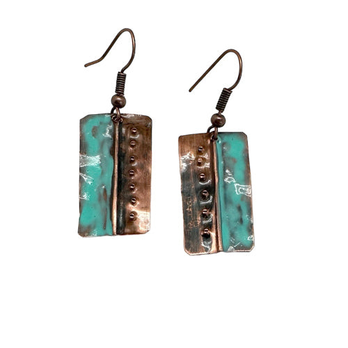 Rectangle Copper Turquoise Dangle earrings