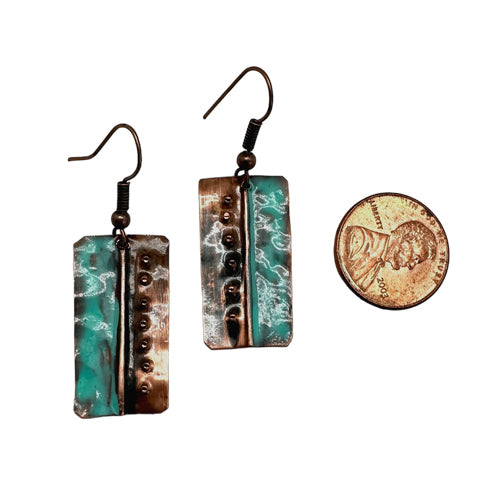 Rectangle Copper Turquoise Dangle earrings
