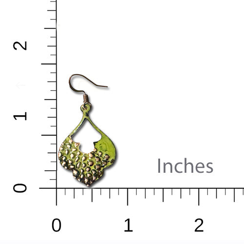 Olive Green Dots Copper Earrings