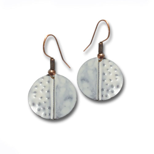 White Circle Patina Earrings