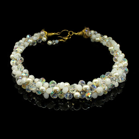 White Crystal Crochet Neckalce - Nurit Niskala