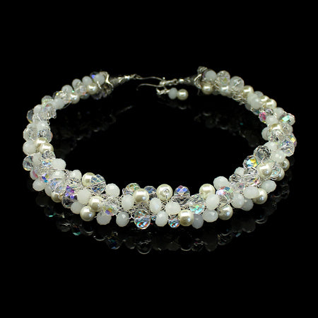 White Crystal Crochet Neckalce - Nurit Niskala