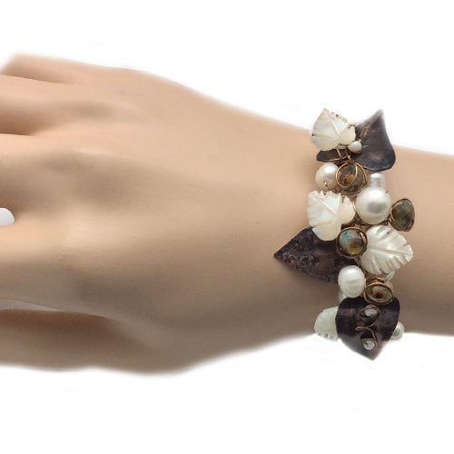 Freshwater Pearl +Copper Bracelet #A