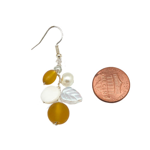 Amber White Flowers Earrings