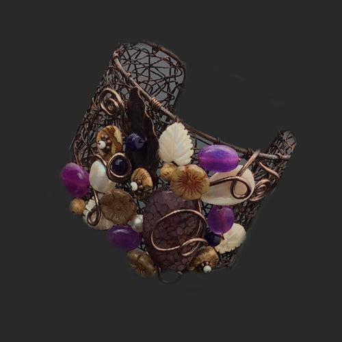 Genuine Amethyst Woven Copper Choker