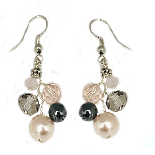 Hematite Pink dangle Earrings.