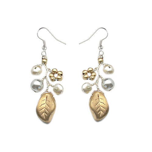 Gold Silver Leaf Earrings
