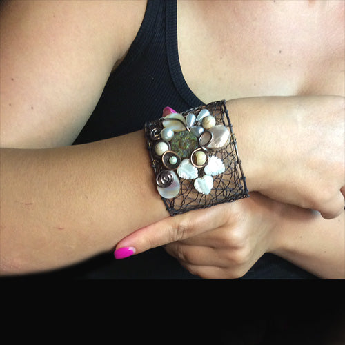 Woven Gemstone Cuff