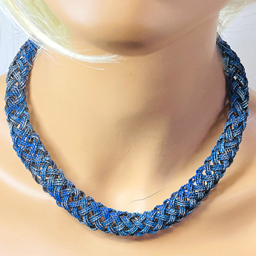 BLUE BRAIDED NECKLACE
